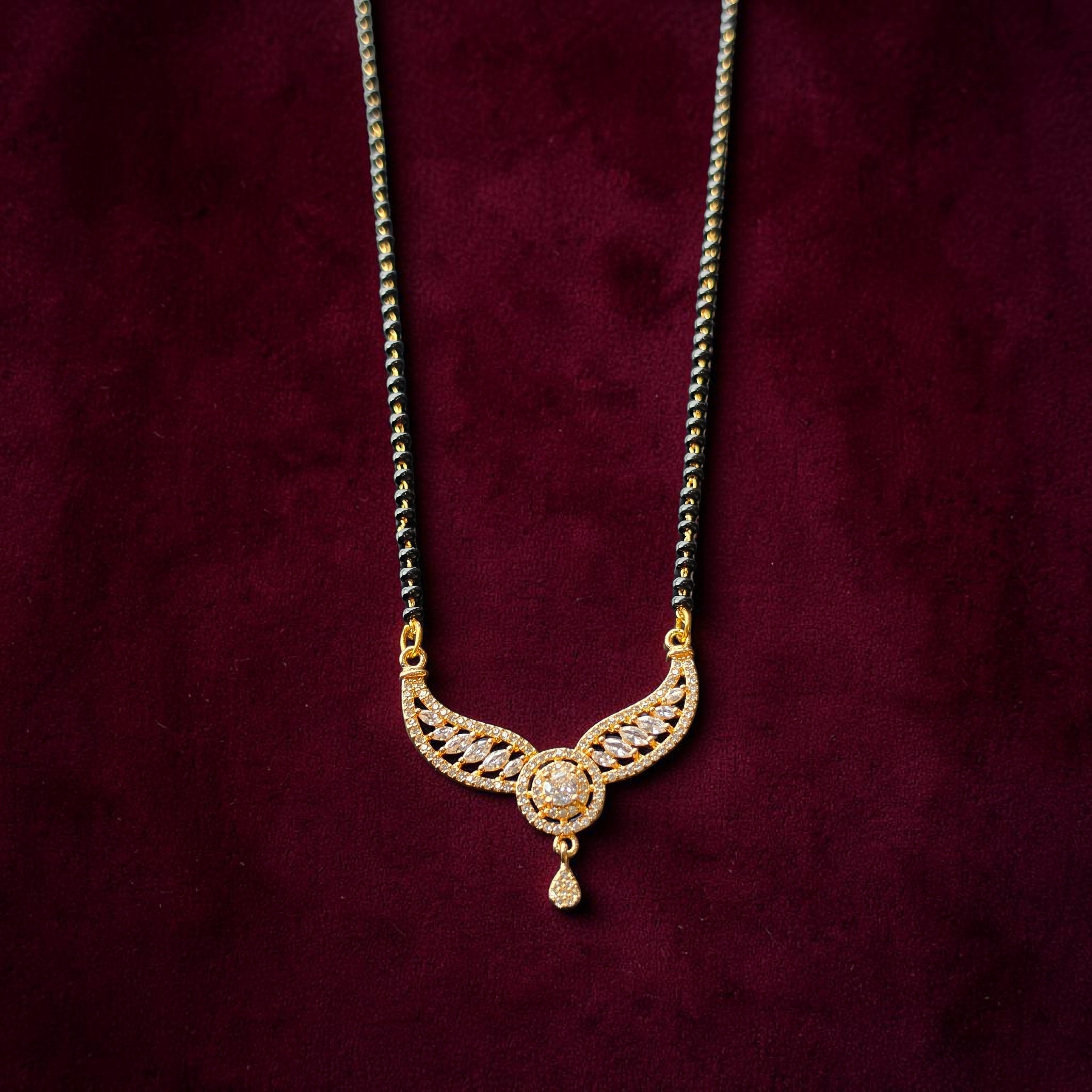Barsava Mangalsutra in Rose Gold Finish with AD stones