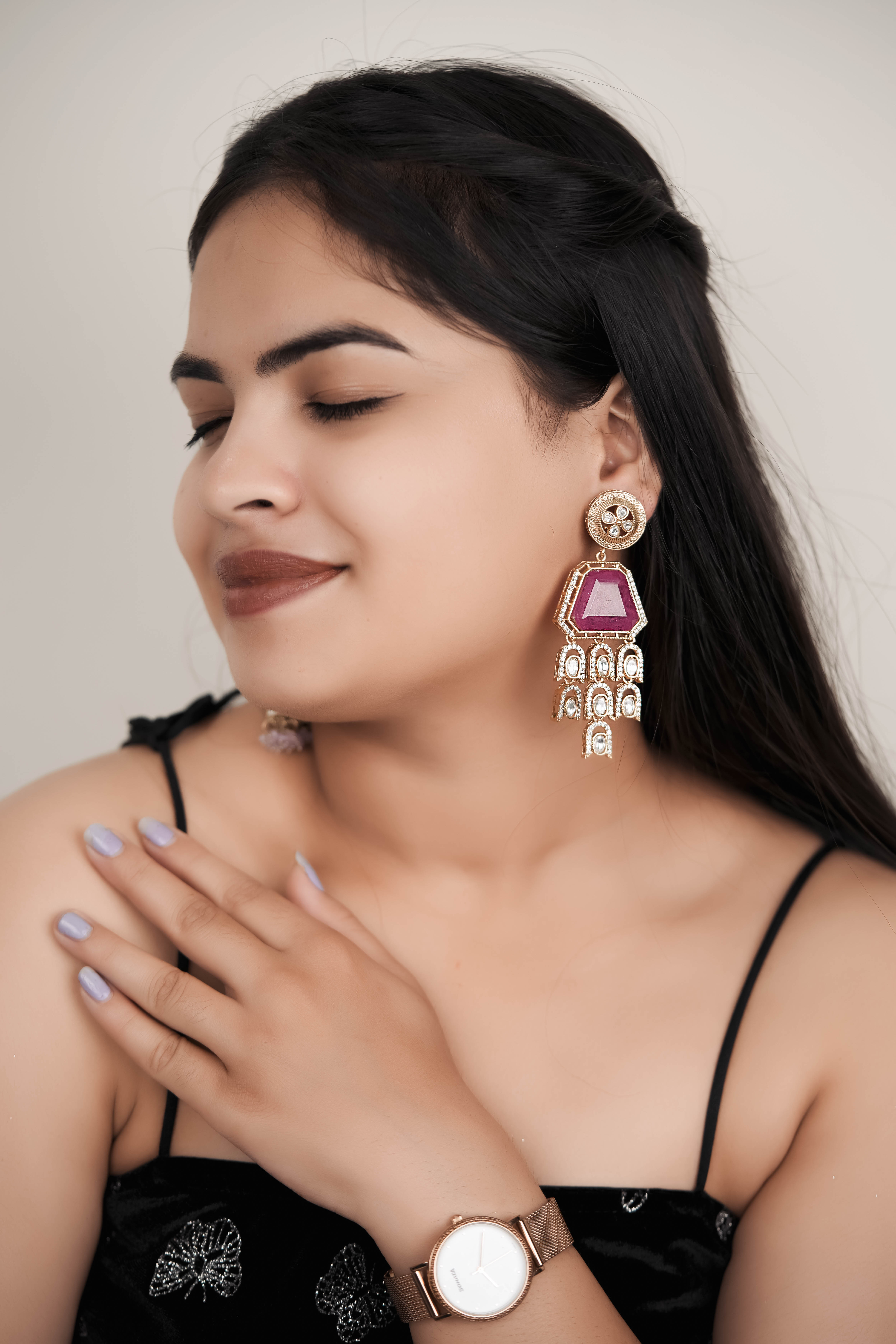 Noor-e-Ruby Moissanite Earrings.