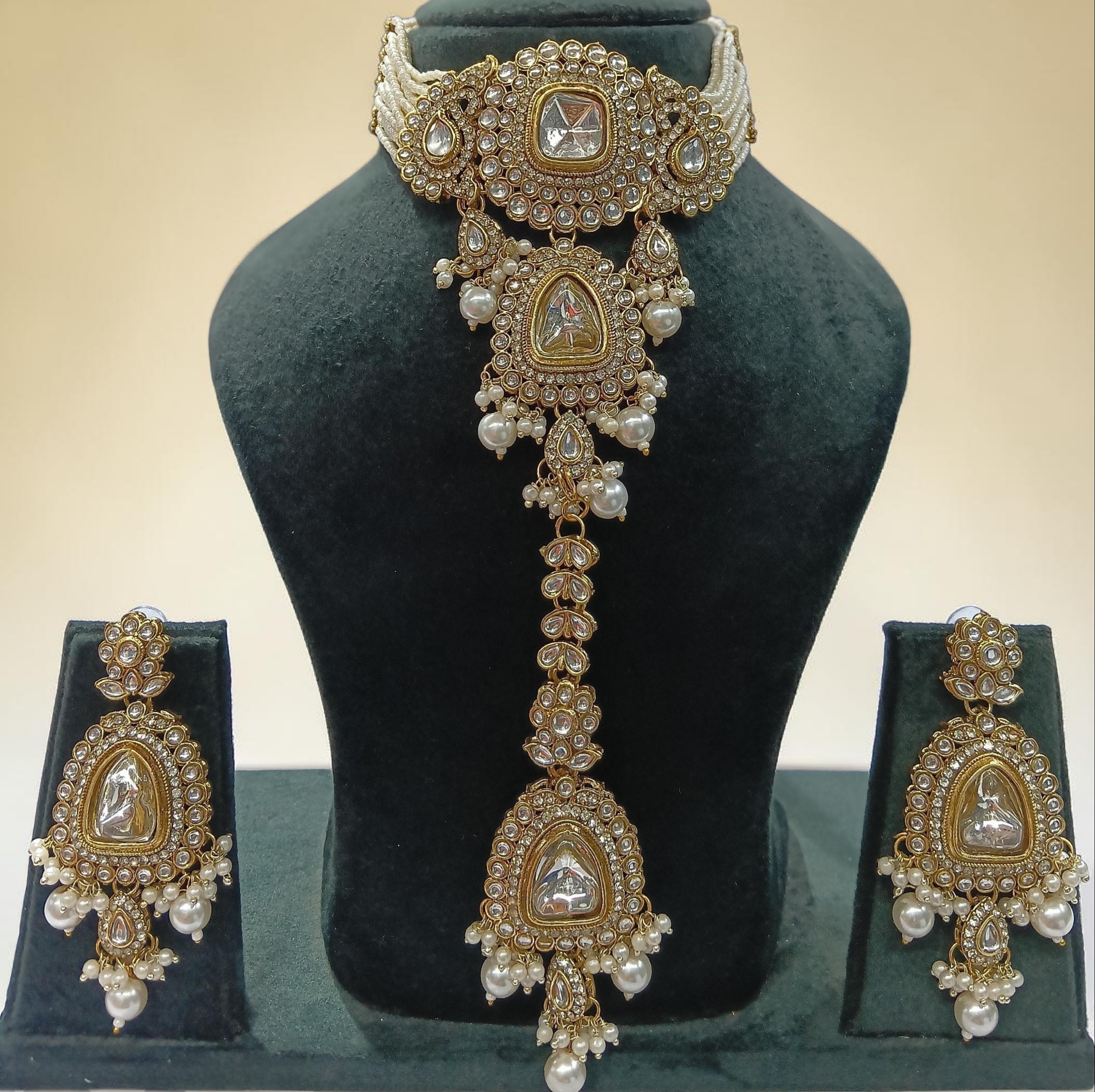 Heritage Polki Kundan Choker Necklace Set with Earrings