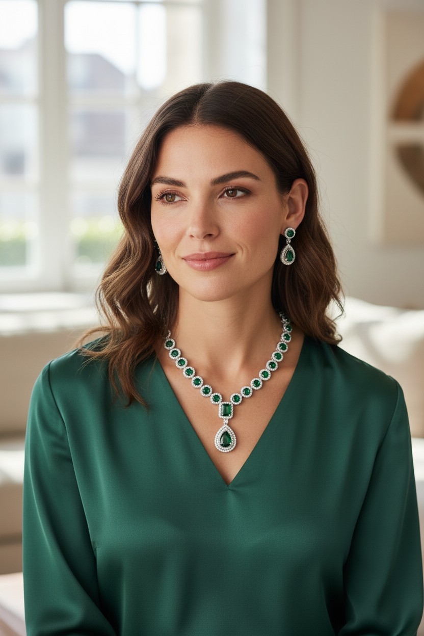 Barsava Royal Green Radiance Necklace Set
